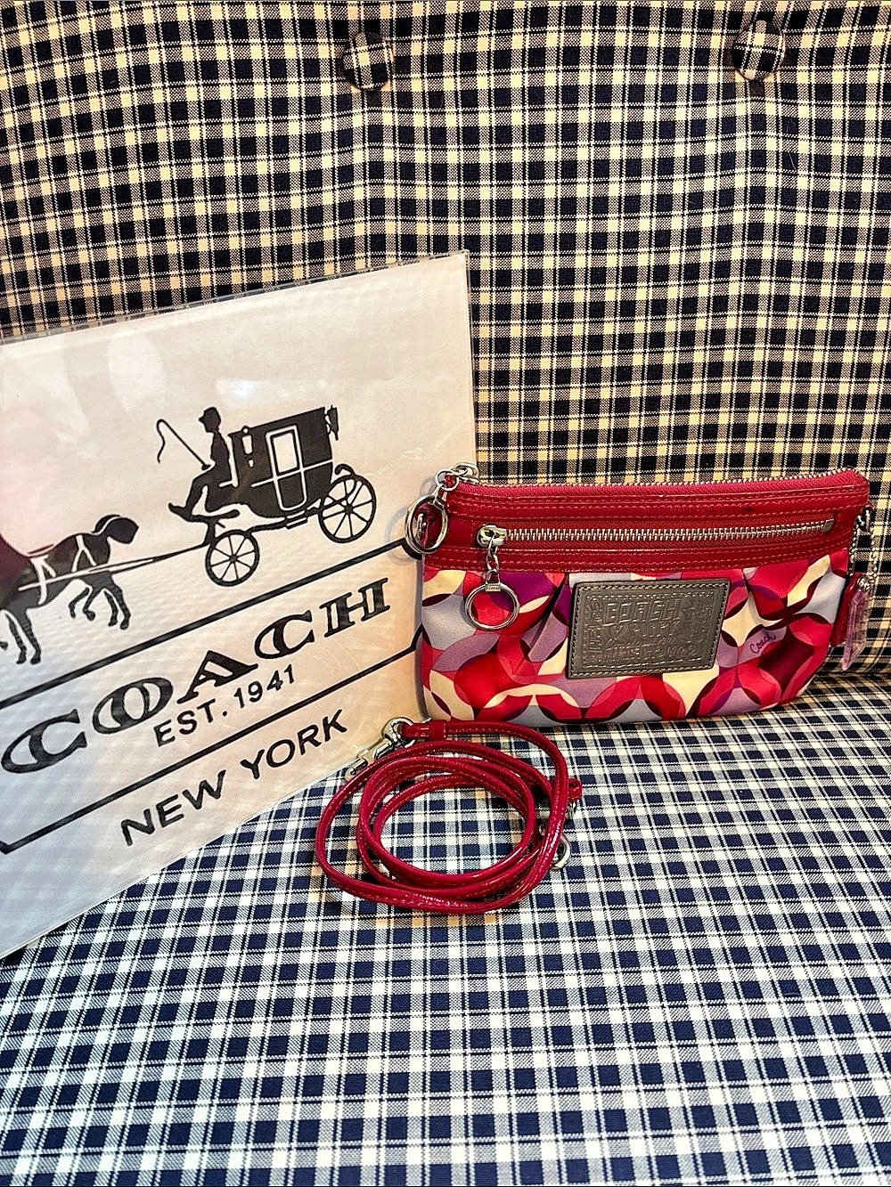 Coach Poppy Pop C Swingpack Crossbody Red & Pink Bag